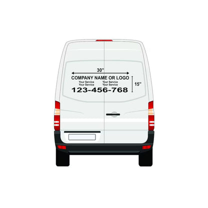 2 Cargo Van Side Decals 22 in x48 in and Rear Decal 15 inx30 in. Business Logo - Commercial Vehicle Sticker - Custom Cargo Van Decal.