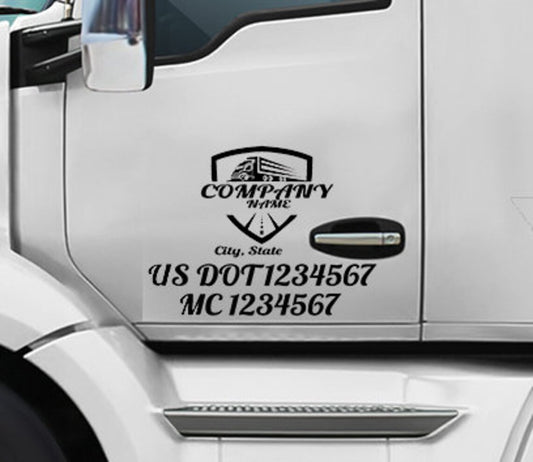 2 Custom US DOT Trucking Decals , US dot Stickers, Truck Door Lettering , Custom Truck Decal, Stickers, company logos, mc numbers